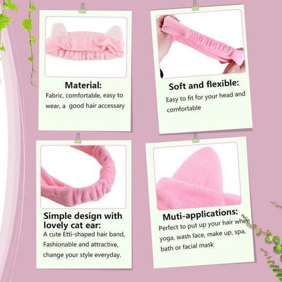 Rose Red Cat Ear Soft Headband - Picture 4 of 6